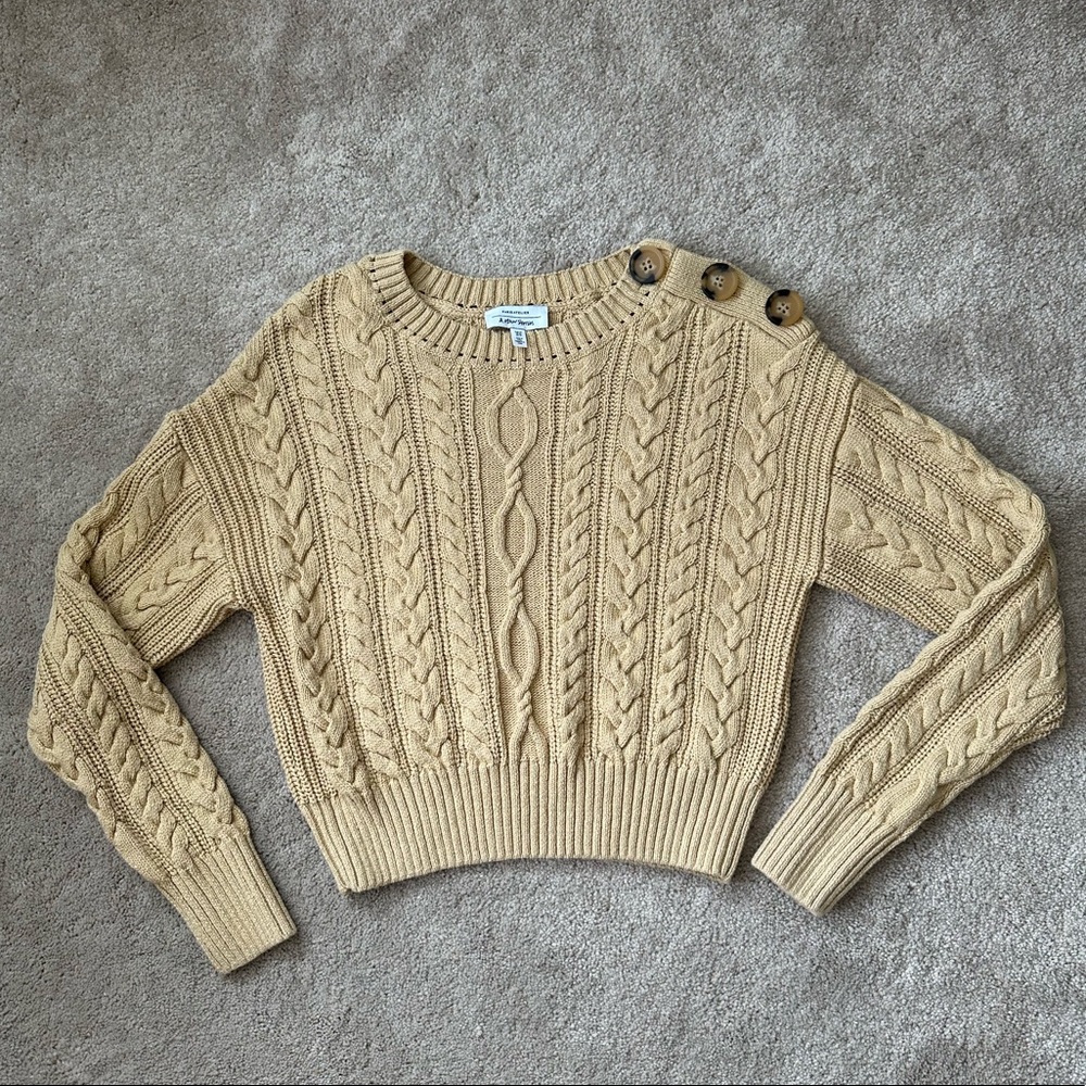 & Other Stories Tan Cable Knit Sweater